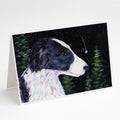 Starry Night Border Collie Greeting Cards Pack of 8 Blank Cards with Envelopes Whimsical A7 Size 5x7