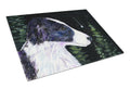 Starry Night Border Collie Cutting Board Tempered Glass Kitchen Cutting Surface, Heat Resistant Chopping, Non-Slip Feet, Food Prep & Serving