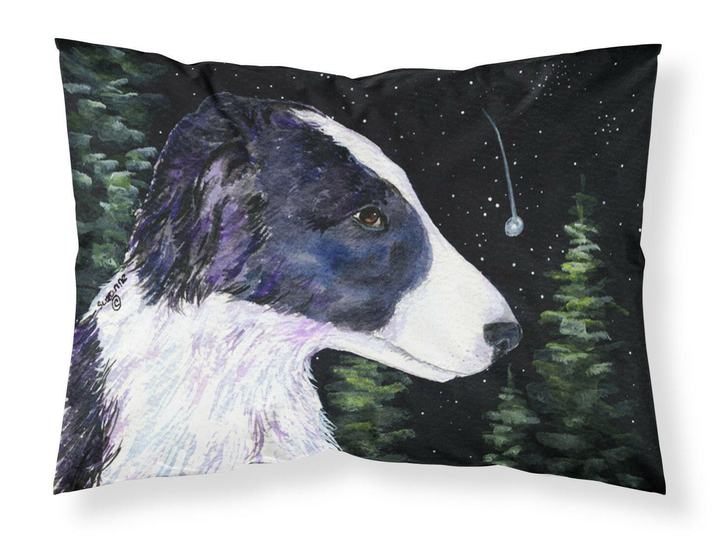 Starry Night Border Collie Standard Pillowcase Lightweight Super Soft Easy Care Decorative Artwork Pillowcase, Standard
