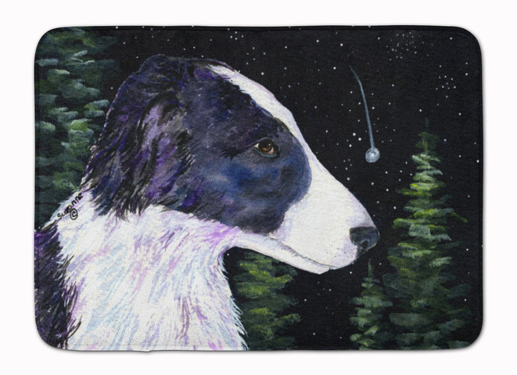 Starry Night Border Collie Memory Foam Kitchen Mat Machine Washable Anti-Fatigue Cushion Comfort Bath or Kitchen Rug