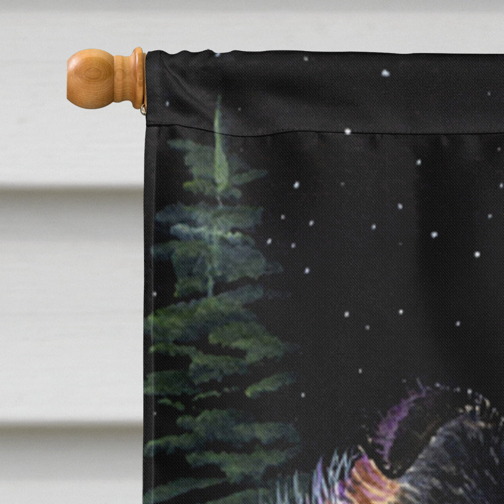 Starry Night Collie House Flag 28x40 Porch Sleeve Pole Decorative Outside Yard Banner Artwork Wall Hanging, Polyester