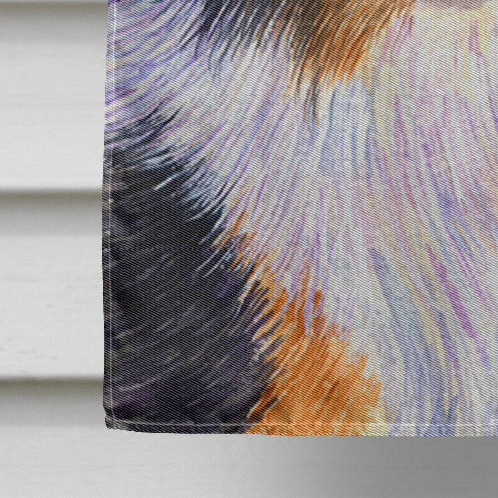 Starry Night Collie House Flag 28x40 Porch Sleeve Pole Decorative Outside Yard Banner Artwork Wall Hanging, Polyester