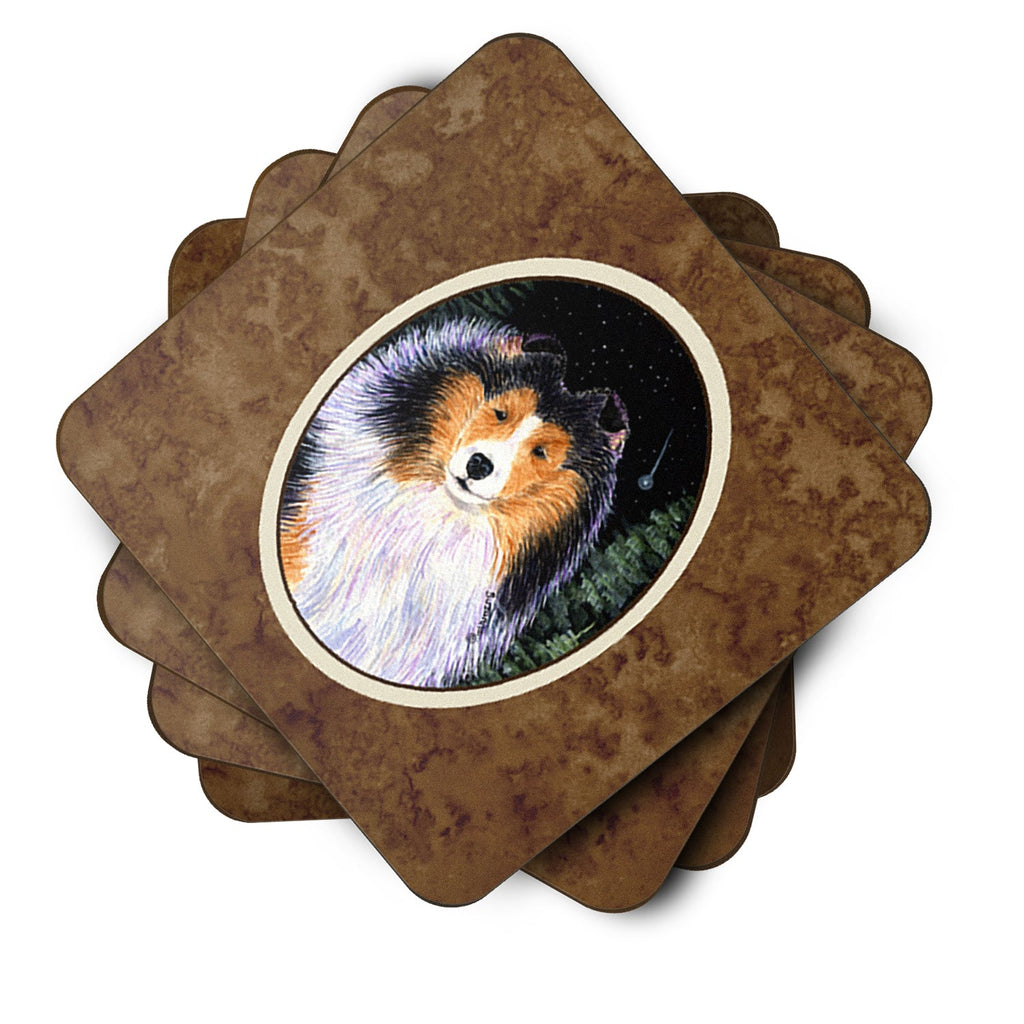 Starry Night Collie Foam Coasters Set of 4 Cup Coasters for Indoor Outdoor, Tabletop Protection, Anti Slip, Mouse pad Material