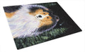Starry Night Collie Cutting Board Tempered Glass Kitchen Cutting Surface, Heat Resistant Chopping, Non-Slip Feet, Food Prep & Serving