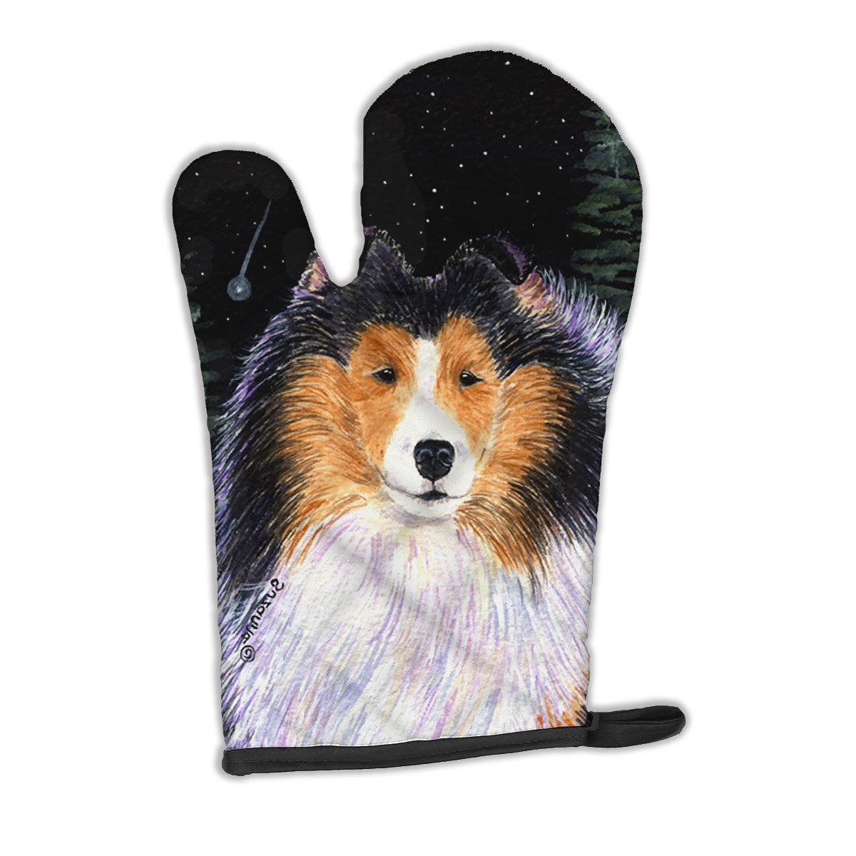 Starry Night Collie Oven Mitt Heat Resistant Thick Oven Mitt for Hot Pans and Oven, Kitchen Mitt Protect Hands, Cooking Baking Glove