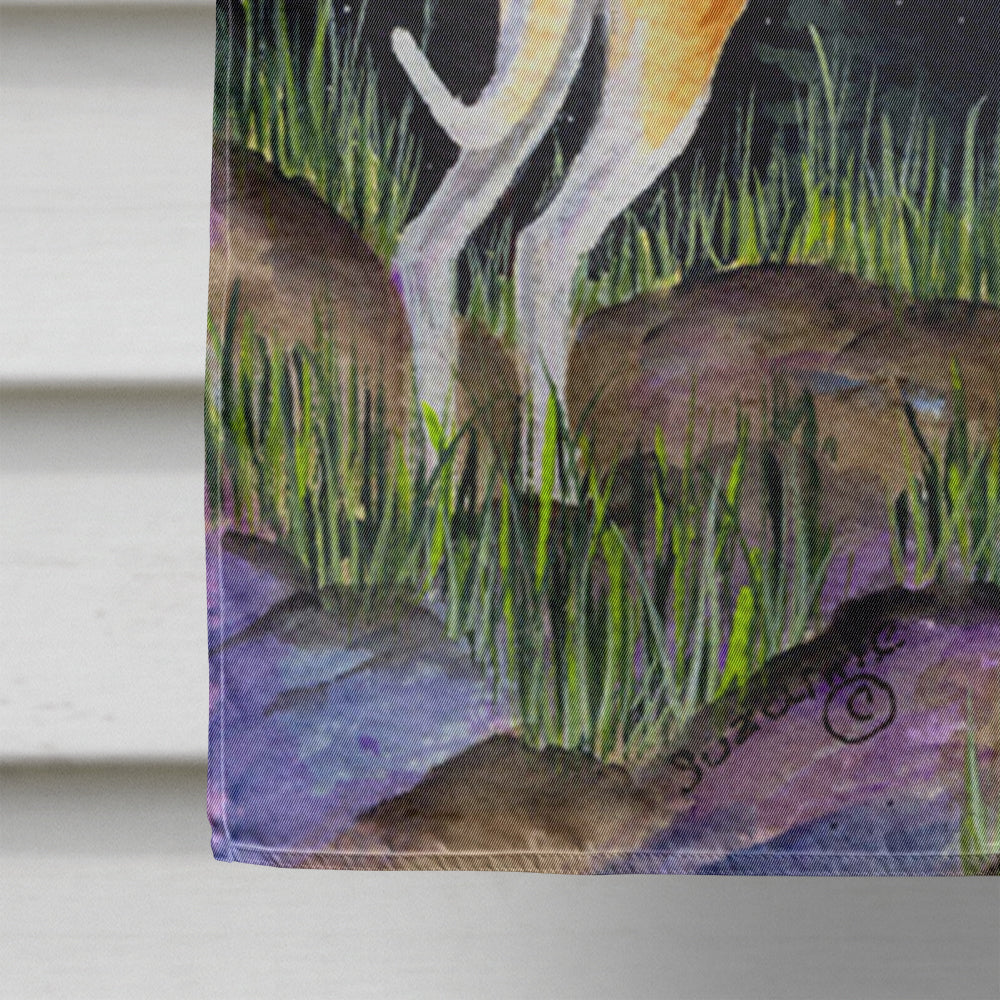 Starry Night Whippet House Flag 28x40 Porch Sleeve Pole Decorative Outside Yard Banner Artwork Wall Hanging, Polyester
