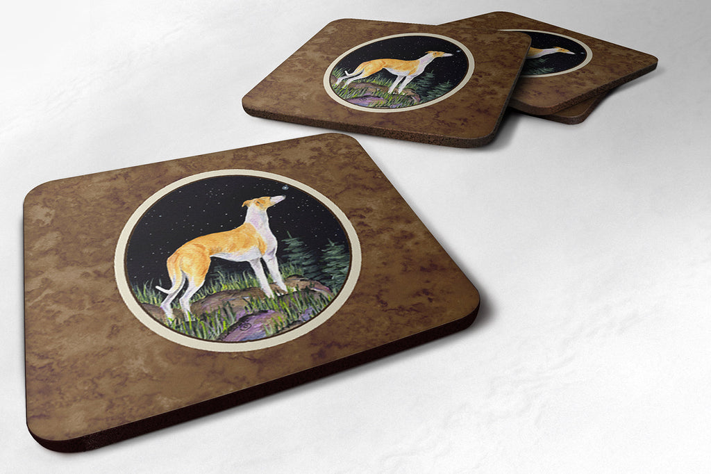 Starry Night Whippet Foam Coasters Set of 4 Cup Coasters for Indoor Outdoor, Tabletop Protection, Anti Slip, Mouse pad Material