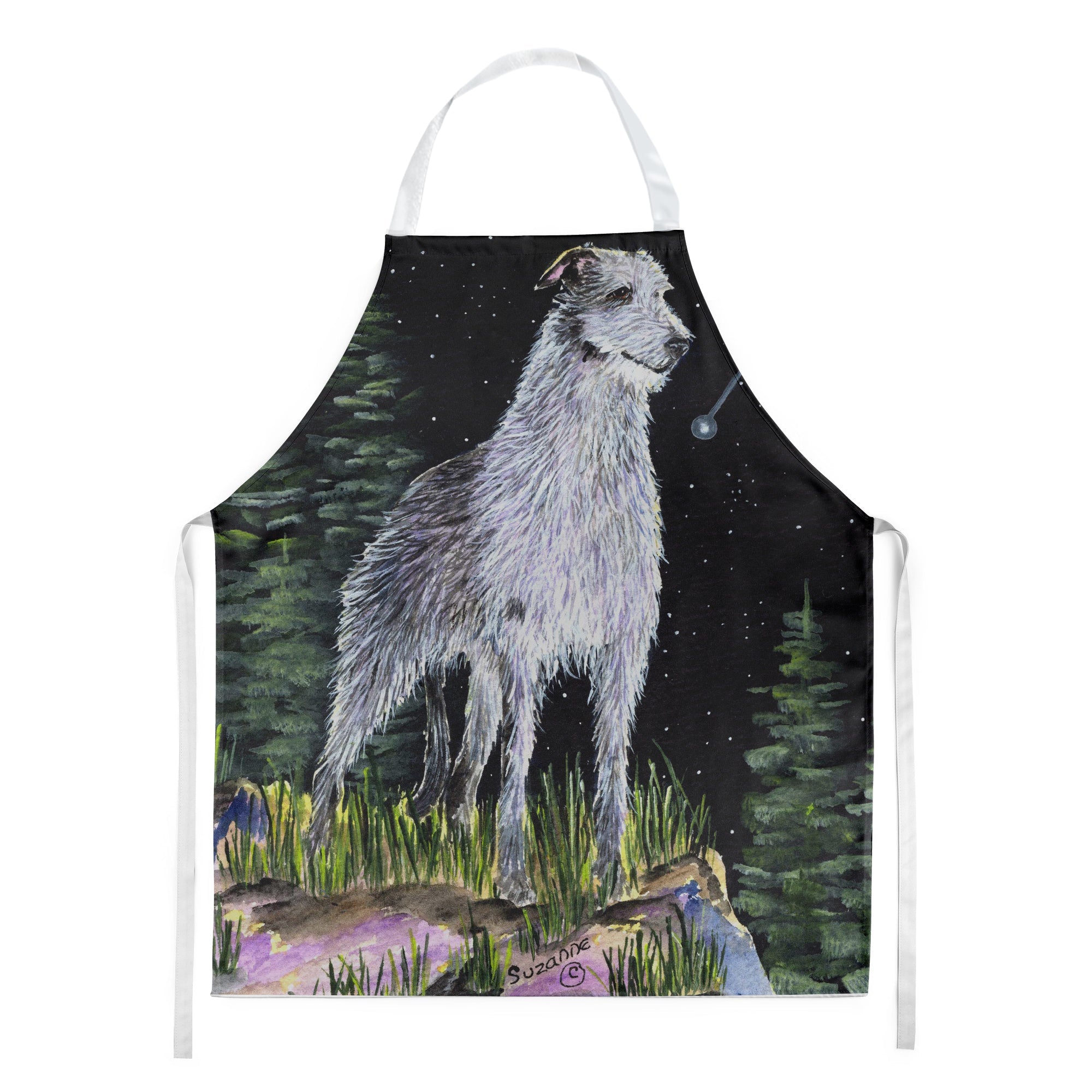 Starry Night Scottish Deerhound Apron Cooking Kitchen Server Baking Crafts Gardening for Adult Women Men, Unisex, Large, Multicolor
