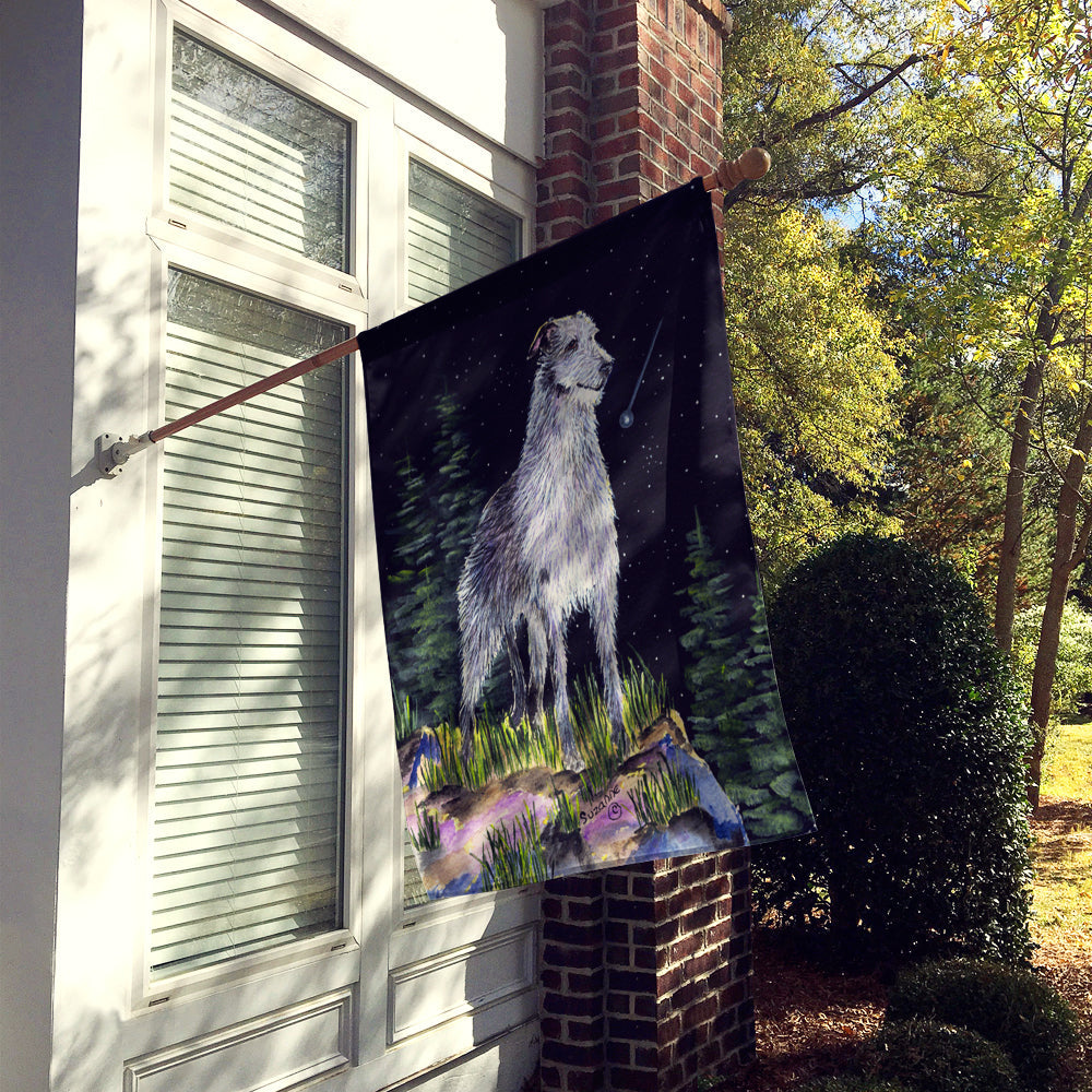 Starry Night Scottish Deerhound House Flag 28x40 Porch Sleeve Pole Decorative Outside Yard Banner Artwork Wall Hanging, Polyester