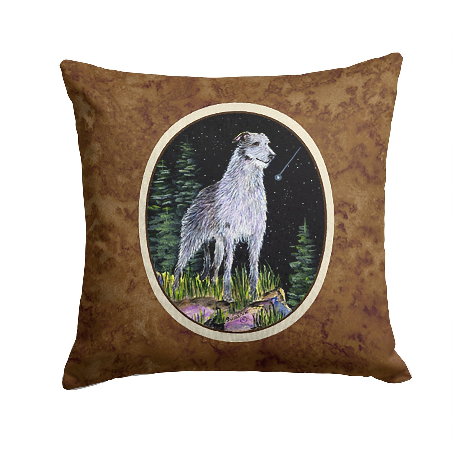 Starry Night Scottish Deerhound Decorative Throw Pillow 14x14 Indoor Outdoor Accent Cushion, Fabric Cover with Insert for Sofa, Bed, Porch & Living Room