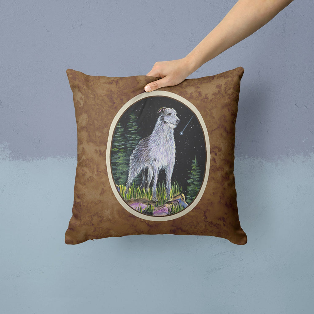 Starry Night Scottish Deerhound Decorative Throw Pillow 14x14 Indoor Outdoor Accent Cushion, Fabric Cover with Insert for Sofa, Bed, Porch & Living Room