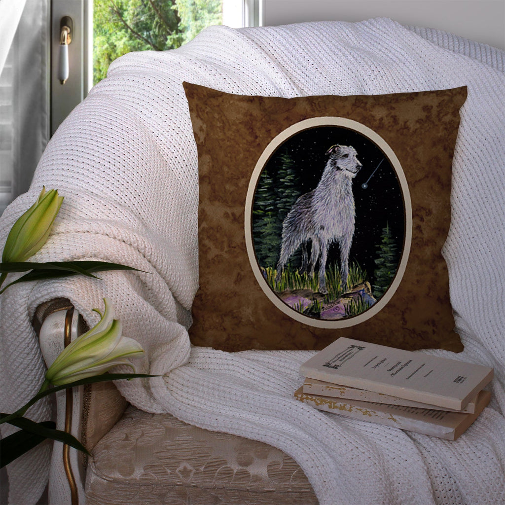 Starry Night Scottish Deerhound Decorative Throw Pillow 14x14 Indoor Outdoor Accent Cushion, Fabric Cover with Insert for Sofa, Bed, Porch & Living Room