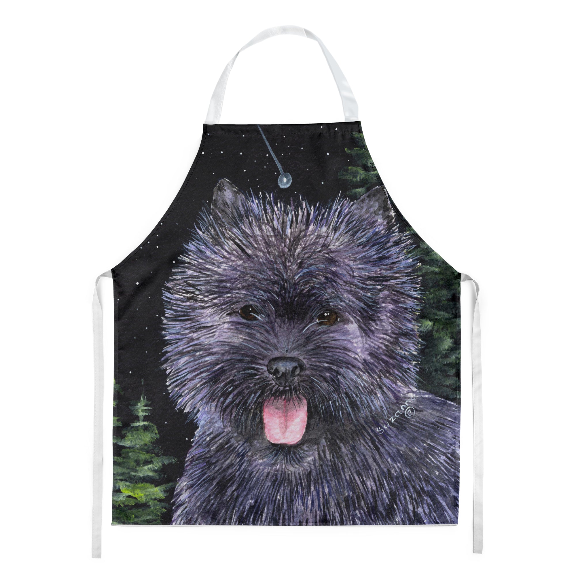 Starry Night Cairn Terrier Apron Cooking Kitchen Server Baking Crafts Gardening for Adult Women Men, Unisex, Large, Multicolor