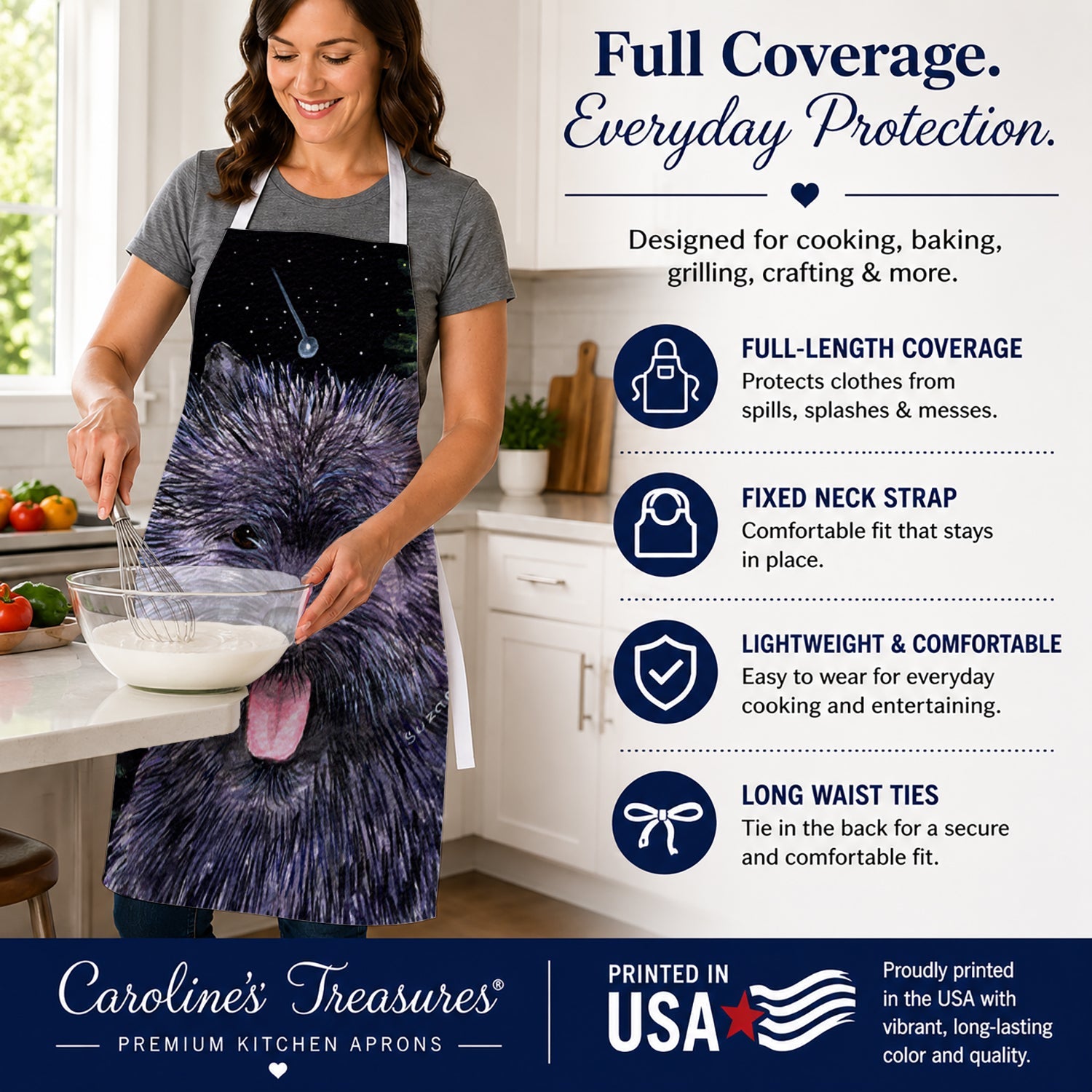 Starry Night Cairn Terrier Apron Cooking Kitchen Server Baking Crafts Gardening for Adult Women Men, Unisex, Large, Multicolor
