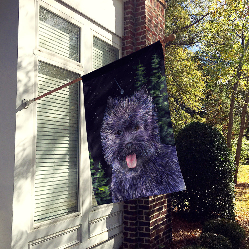 Starry Night Cairn Terrier House Flag 28x40 Porch Sleeve Pole Decorative Outside Yard Banner Artwork Wall Hanging, Polyester