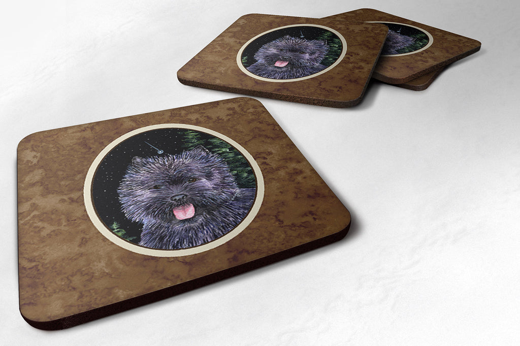 Starry Night Cairn Terrier Foam Coasters Set of 4 Cup Coasters for Indoor Outdoor, Tabletop Protection, Anti Slip, Mouse pad Material