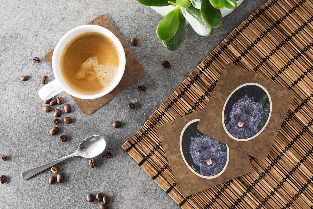 Starry Night Cairn Terrier Foam Coasters Set of 4 Cup Coasters for Indoor Outdoor, Tabletop Protection, Anti Slip, Mouse pad Material