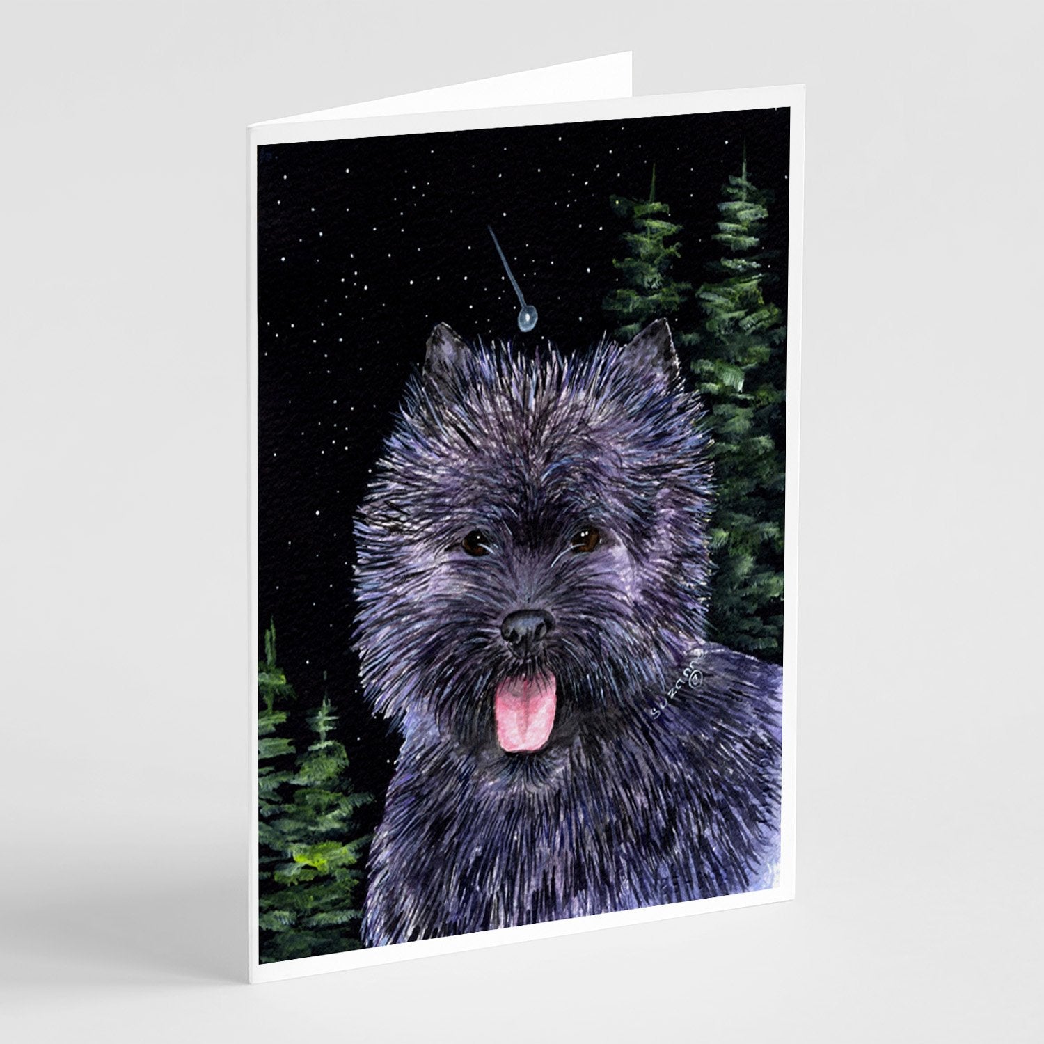 Starry Night Cairn Terrier Greeting Cards Pack of 8 Blank Cards with Envelopes Whimsical A7 Size 5x7