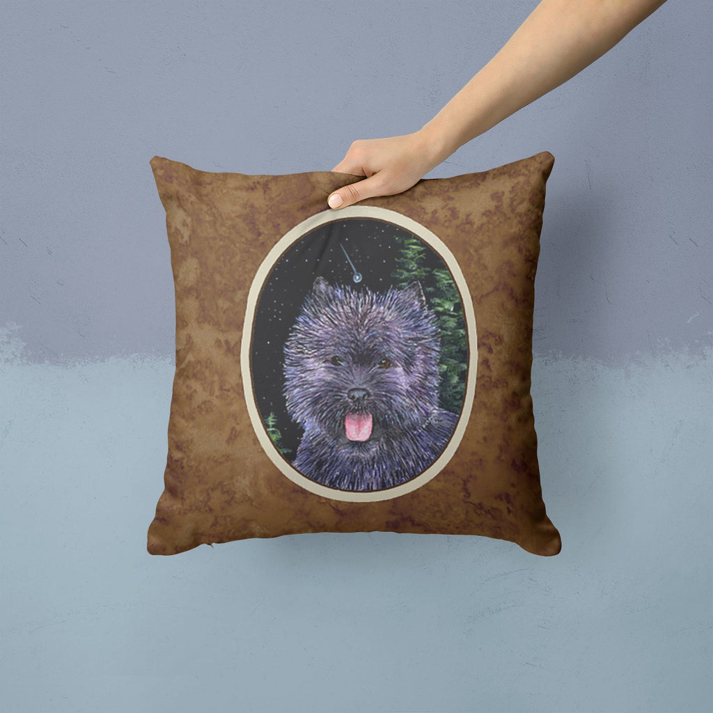 Starry Night Cairn Terrier Decorative Throw Pillow 14x14 Indoor Outdoor Accent Cushion, Fabric Cover with Insert for Sofa, Bed, Porch & Living Room