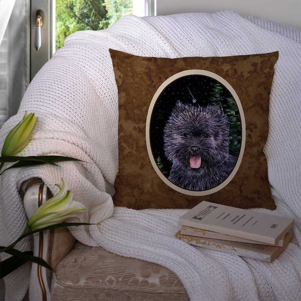 Starry Night Cairn Terrier Decorative Throw Pillow 14x14 Indoor Outdoor Accent Cushion, Fabric Cover with Insert for Sofa, Bed, Porch & Living Room