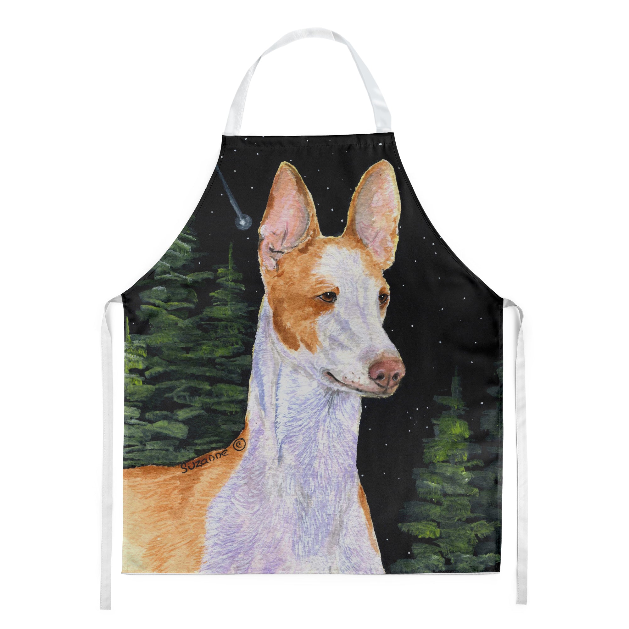 Starry Night Ibizan Hound Apron Cooking Kitchen Server Baking Crafts Gardening for Adult Women Men, Unisex, Large, Multicolor