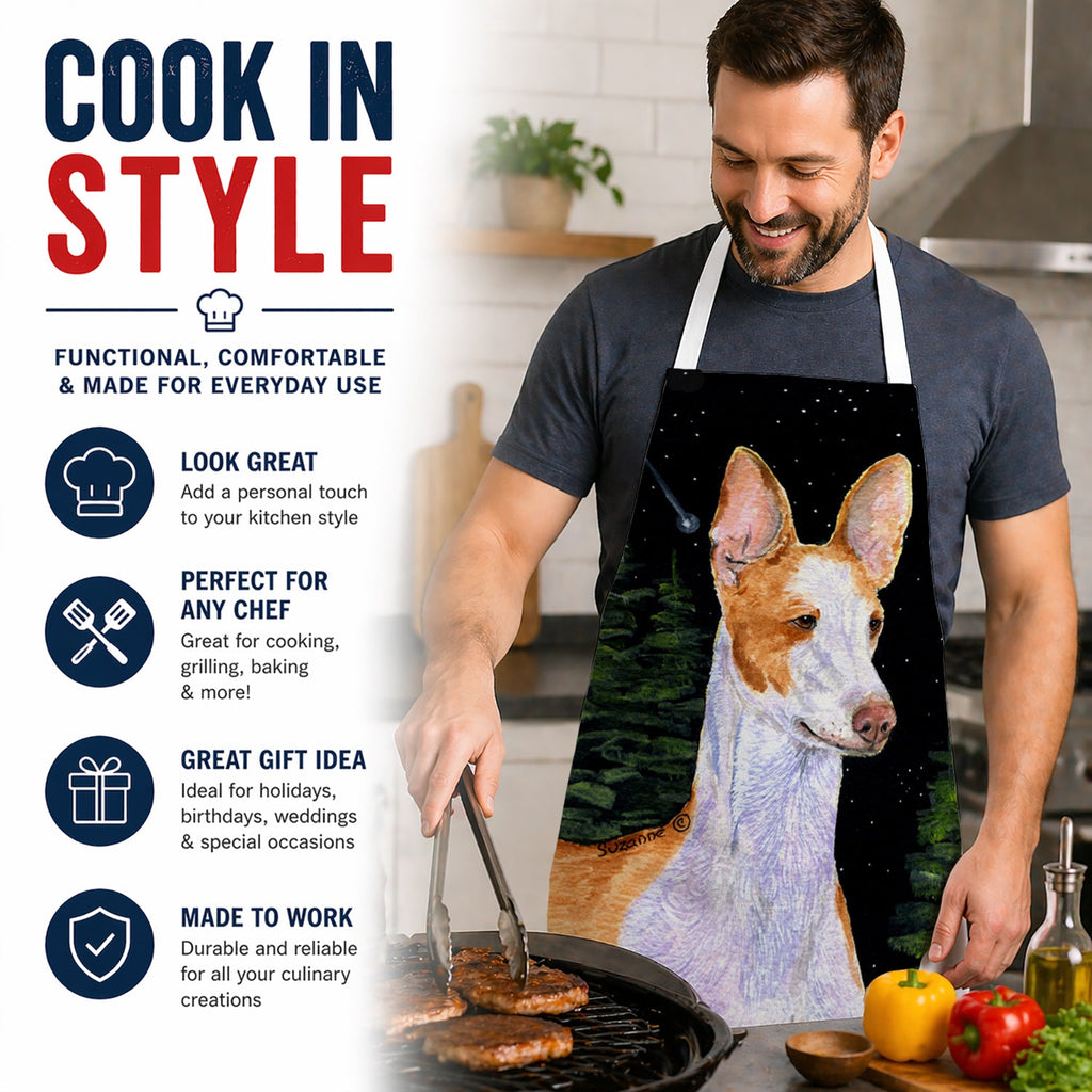 Starry Night Ibizan Hound Apron Cooking Kitchen Server Baking Crafts Gardening for Adult Women Men, Unisex, Large, Multicolor
