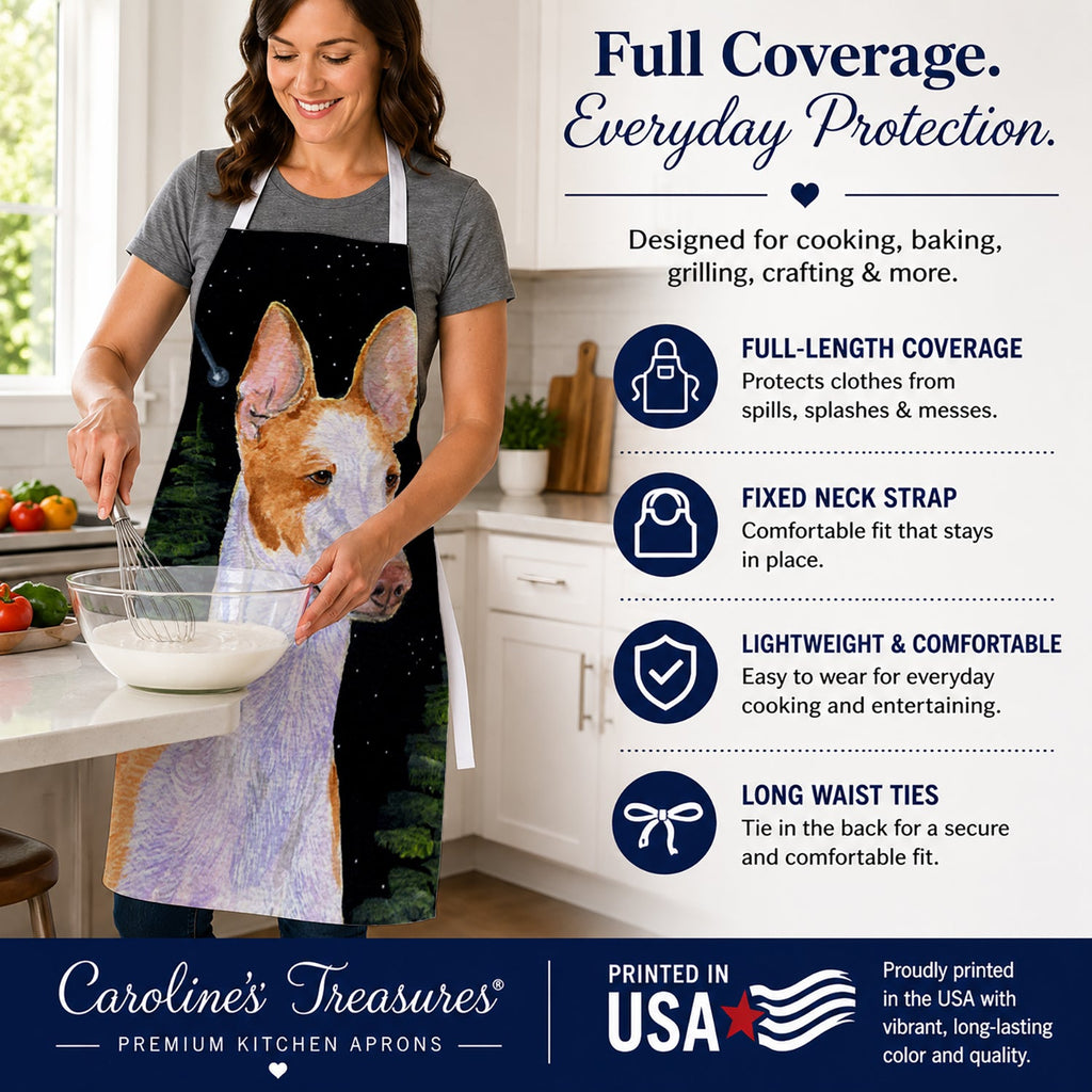 Starry Night Ibizan Hound Apron Cooking Kitchen Server Baking Crafts Gardening for Adult Women Men, Unisex, Large, Multicolor