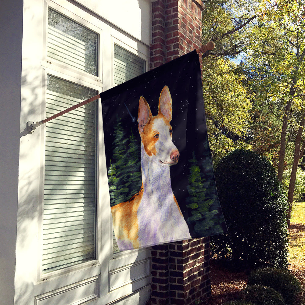 Starry Night Ibizan Hound House Flag 28x40 Porch Sleeve Pole Decorative Outside Yard Banner Artwork Wall Hanging, Polyester