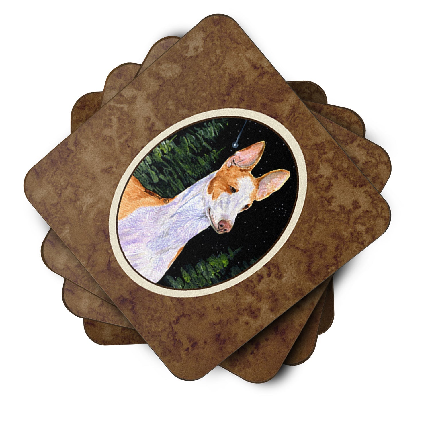 Starry Night Ibizan Hound Foam Coasters Set of 4 Cup Coasters for Indoor Outdoor, Tabletop Protection, Anti Slip, Mouse pad Material