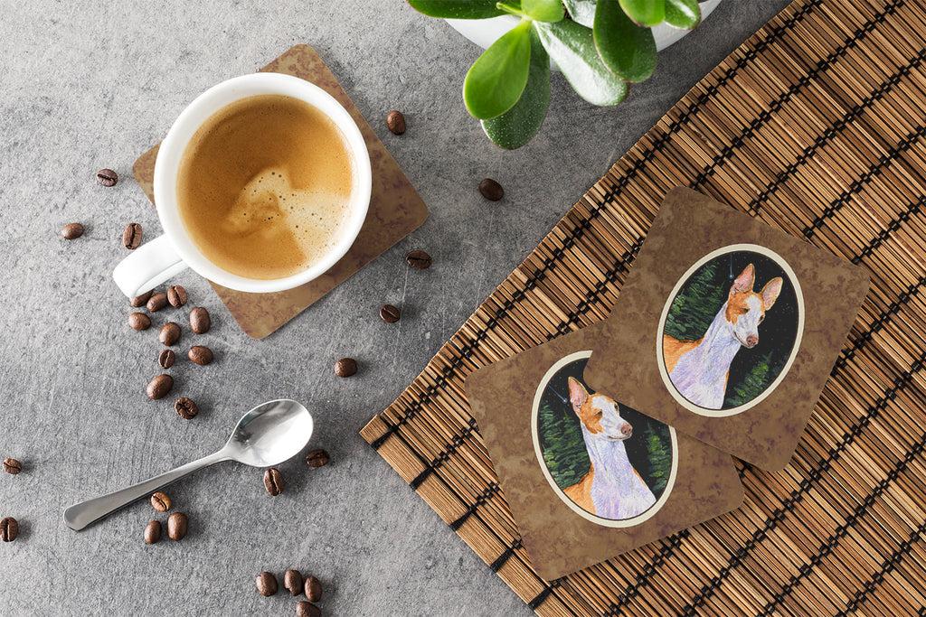 Starry Night Ibizan Hound Foam Coasters Set of 4 Cup Coasters for Indoor Outdoor, Tabletop Protection, Anti Slip, Mouse pad Material