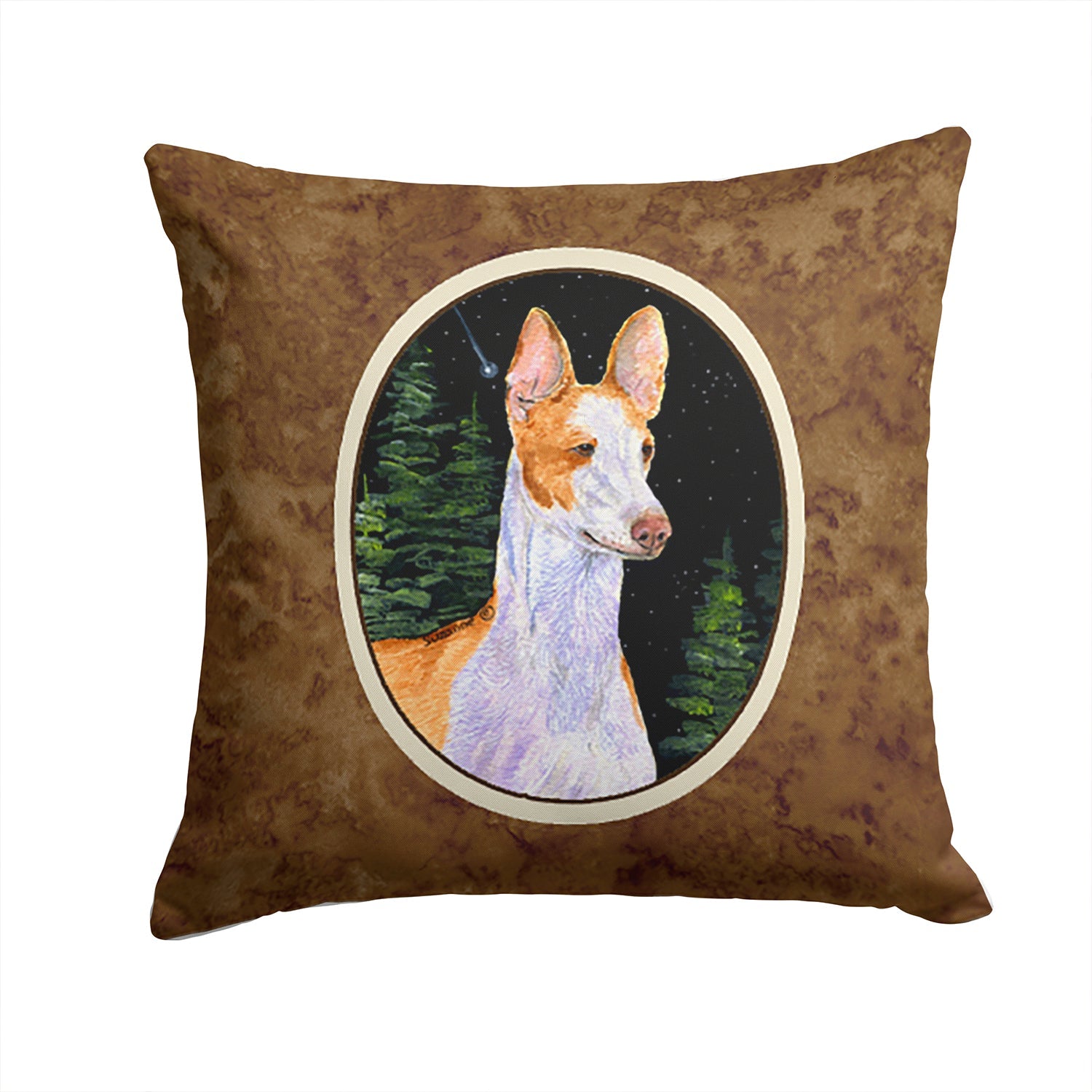 Starry Night Ibizan Hound Decorative Throw Pillow 14x14 Indoor Outdoor Accent Cushion, Fabric Cover with Insert for Sofa, Bed, Porch & Living Room