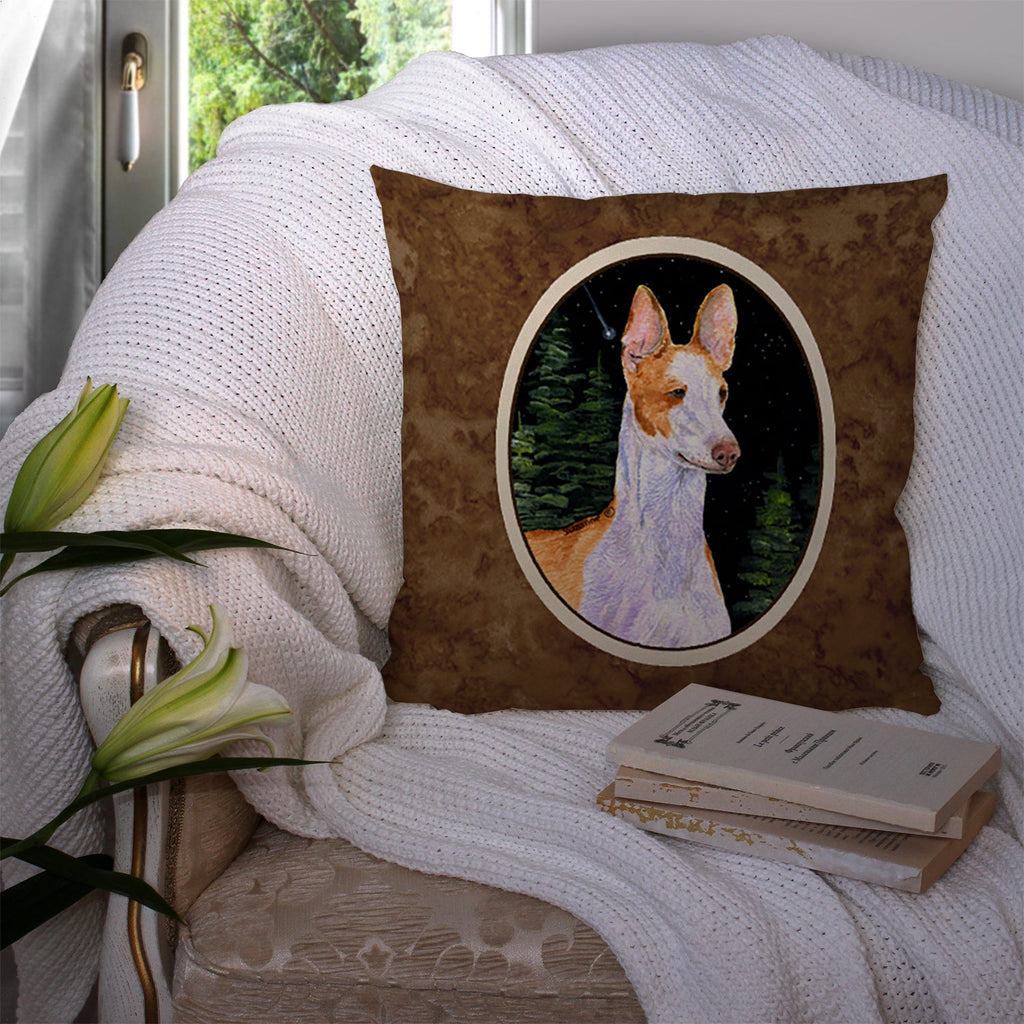 Starry Night Ibizan Hound Decorative Throw Pillow 14x14 Indoor Outdoor Accent Cushion, Fabric Cover with Insert for Sofa, Bed, Porch & Living Room