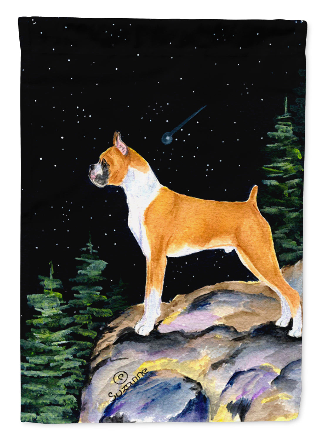 Starry Night Boxer House Flag 28x40 Porch Sleeve Pole Decorative Outside Yard Banner Artwork Wall Hanging, Polyester