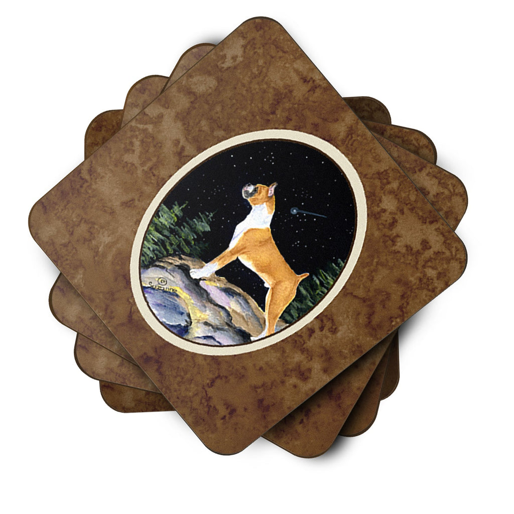Starry Night Boxer Foam Coasters Set of 4 Cup Coasters for Indoor Outdoor, Tabletop Protection, Anti Slip, Mouse pad Material
