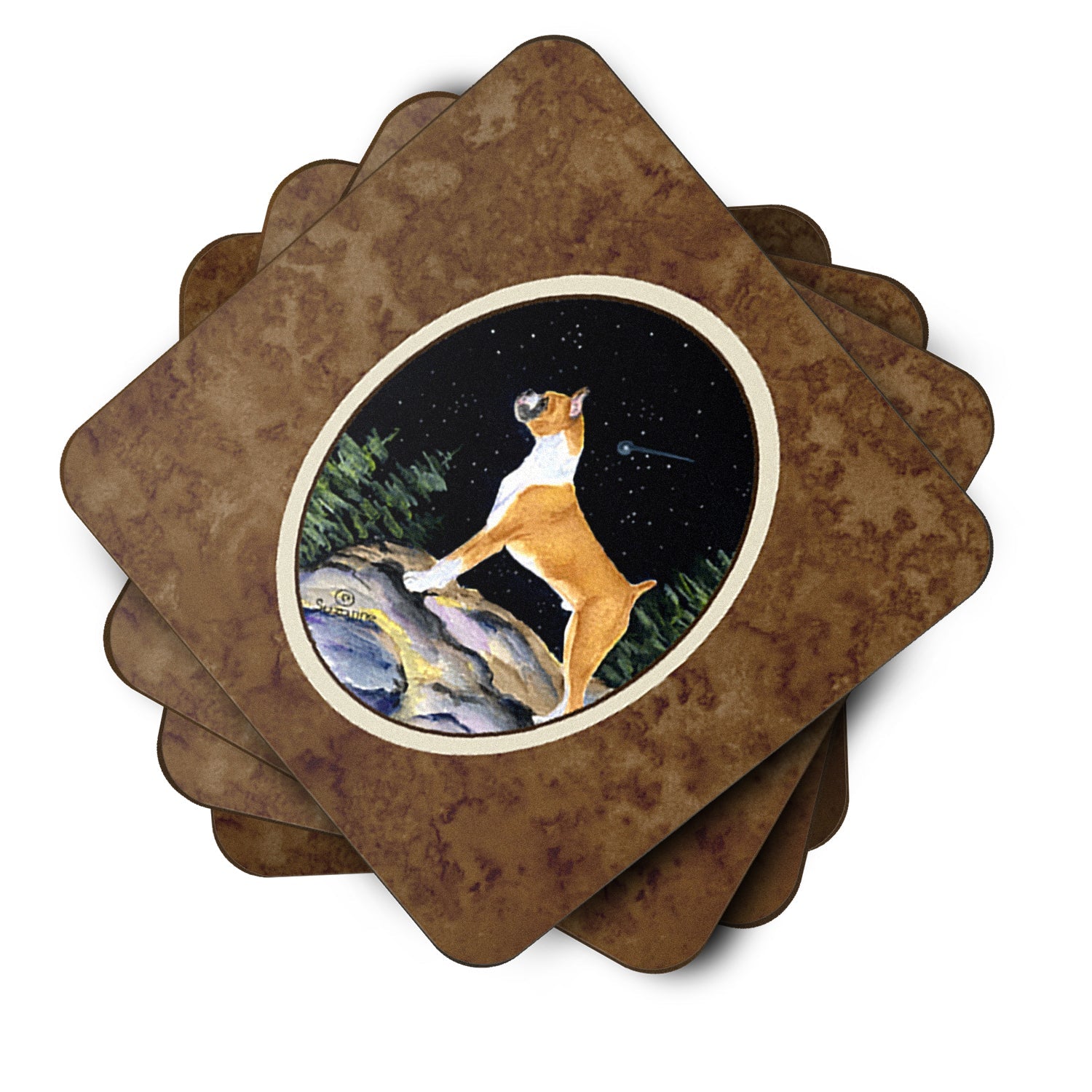 Starry Night Boxer Foam Coasters Set of 4 Cup Coasters for Indoor Outdoor, Tabletop Protection, Anti Slip, Mouse pad Material