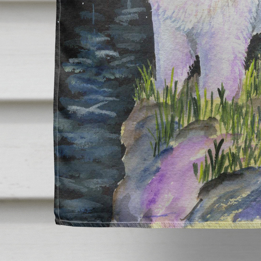 Starry Night Samoyed House Flag 28x40 Porch Sleeve Pole Decorative Outside Yard Banner Artwork Wall Hanging, Polyester