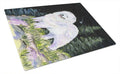 Starry Night Samoyed Cutting Board Tempered Glass Kitchen Cutting Surface, Heat Resistant Chopping, Non-Slip Feet, Food Prep & Serving