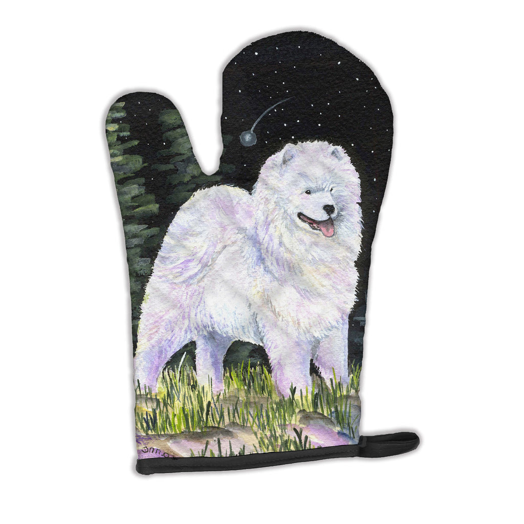 Starry Night Samoyed Oven Mitt Heat Resistant Thick Oven Mitt for Hot Pans and Oven, Kitchen Mitt Protect Hands, Cooking Baking Glove