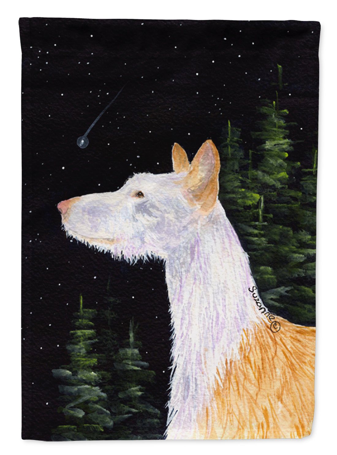 Starry Night Ibizan Hound House Flag 28x40 Porch Sleeve Pole Decorative Outside Yard Banner Artwork Wall Hanging, Polyester