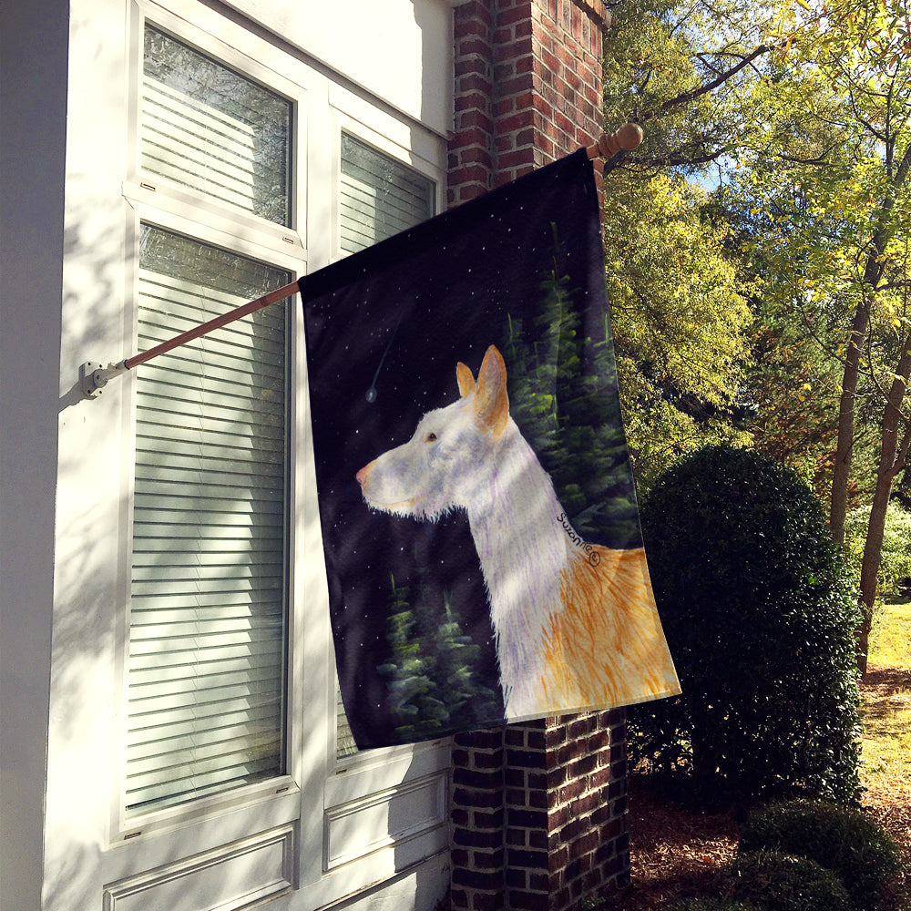 Starry Night Ibizan Hound House Flag 28x40 Porch Sleeve Pole Decorative Outside Yard Banner Artwork Wall Hanging, Polyester