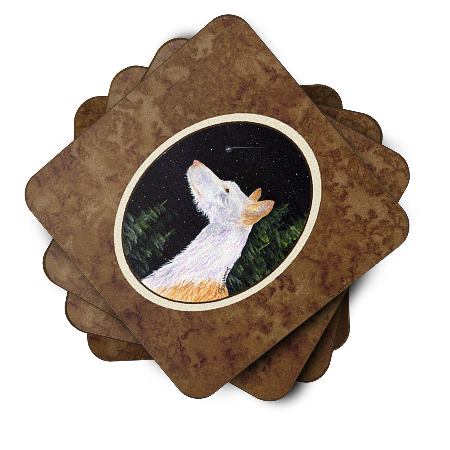 Starry Night Ibizan Hound Foam Coasters Set of 4 Cup Coasters for Indoor Outdoor, Tabletop Protection, Anti Slip, Mouse pad Material