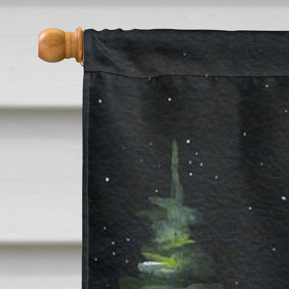 Starry Night Fox Terrier House Flag 28x40 Porch Sleeve Pole Decorative Outside Yard Banner Artwork Wall Hanging, Polyester