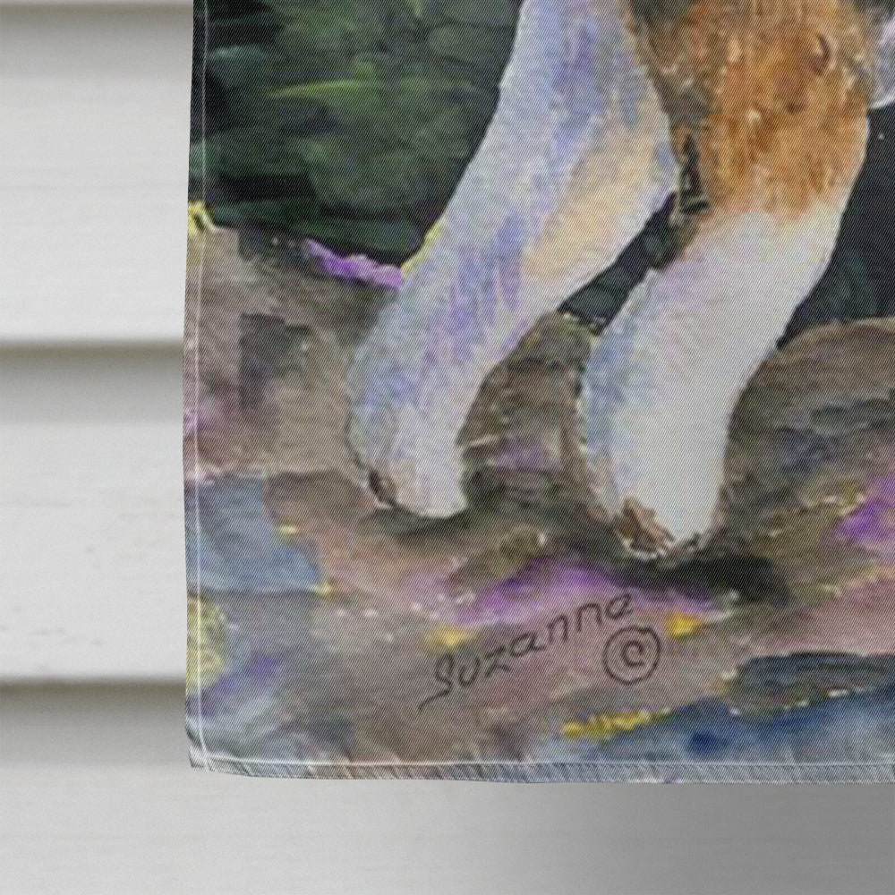Starry Night Fox Terrier House Flag 28x40 Porch Sleeve Pole Decorative Outside Yard Banner Artwork Wall Hanging, Polyester