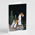 Starry Night Fox Terrier Greeting Cards Pack of 8 Blank Cards with Envelopes Whimsical A7 Size 5x7
