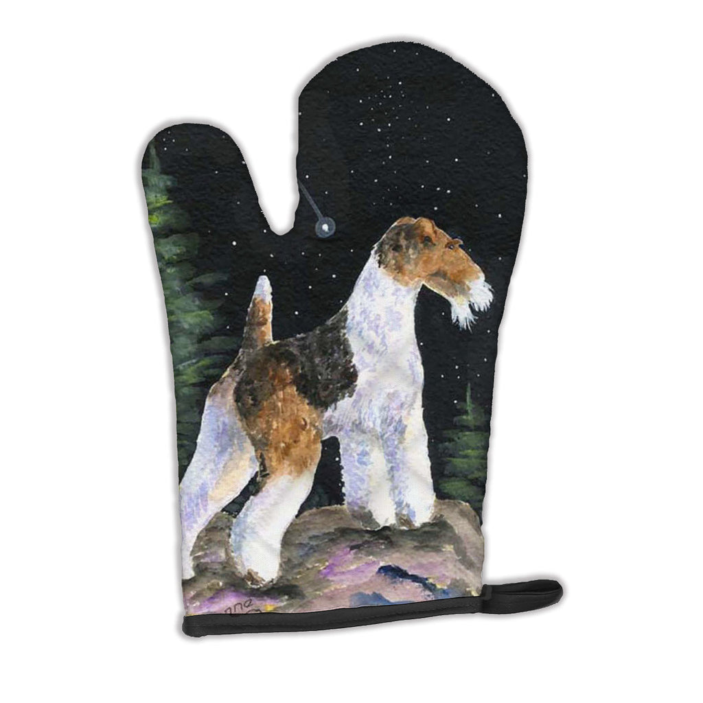 Starry Night Fox Terrier Oven Mitt Heat Resistant Thick Oven Mitt for Hot Pans and Oven, Kitchen Mitt Protect Hands, Cooking Baking Glove