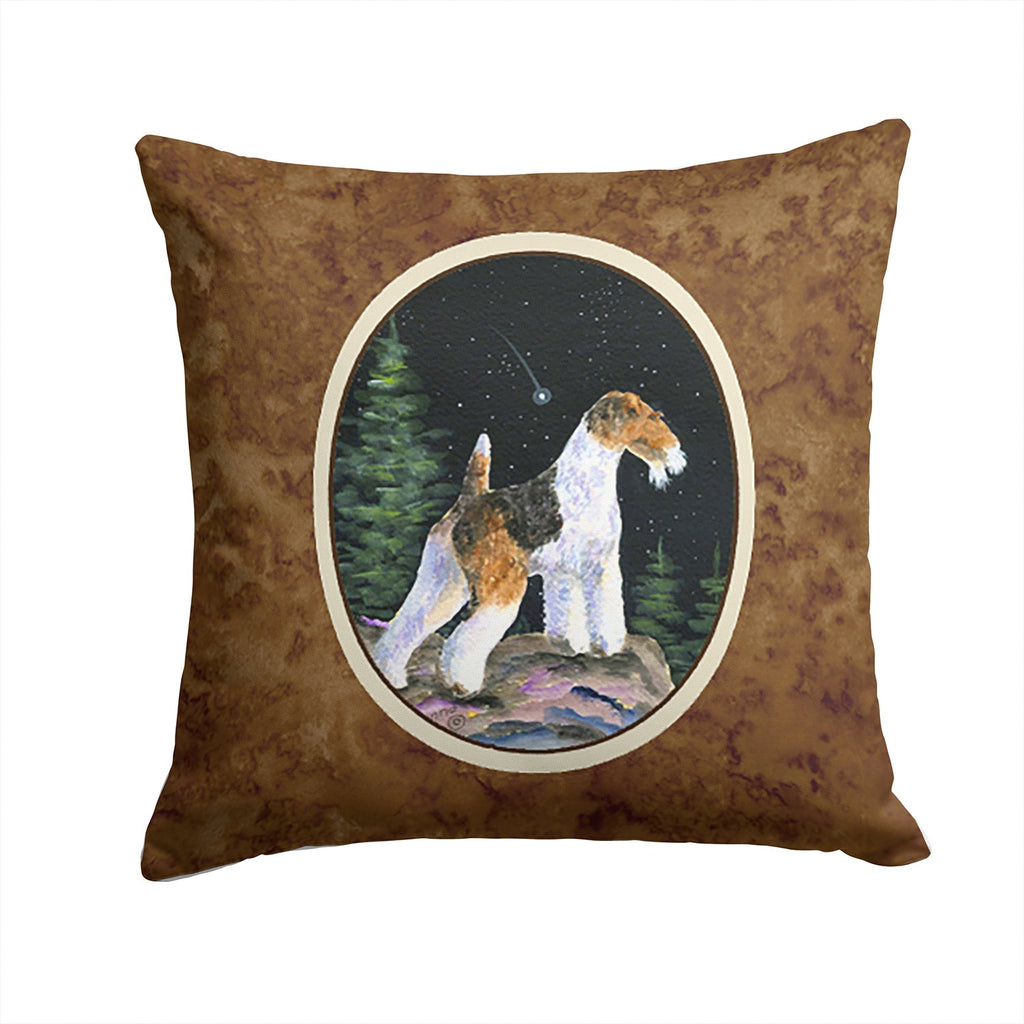 Starry Night Fox Terrier Decorative Throw Pillow 14x14 Indoor Outdoor Accent Cushion, Fabric Cover with Insert for Sofa, Bed, Porch & Living Room