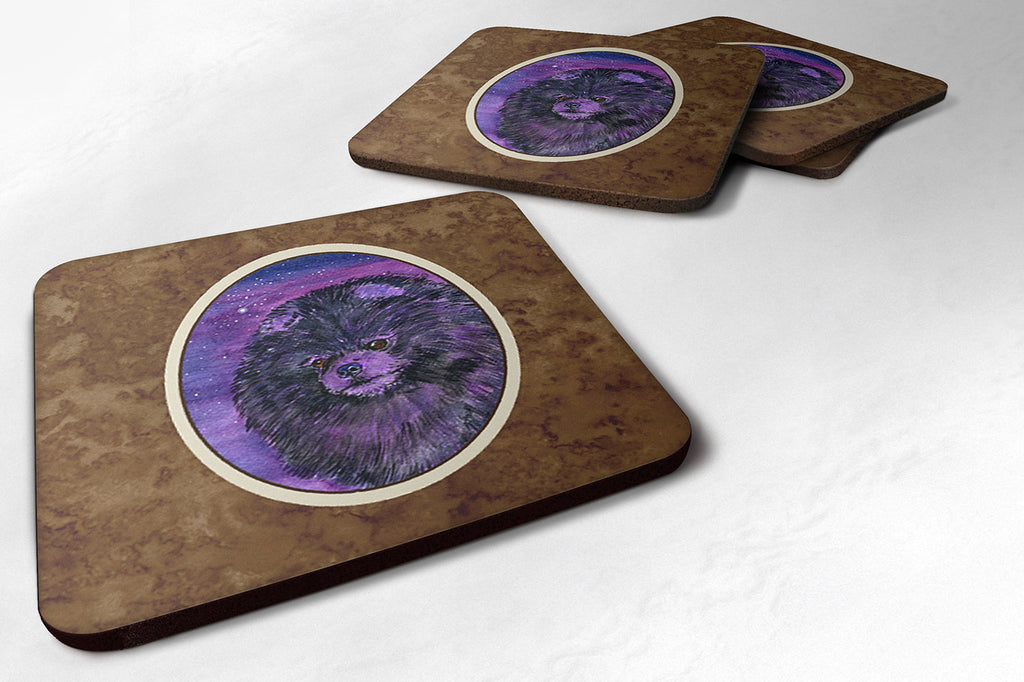 Starry Night Pomeranian Foam Coasters Set of 4 Cup Coasters for Indoor Outdoor, Tabletop Protection, Anti Slip, Mouse pad Material