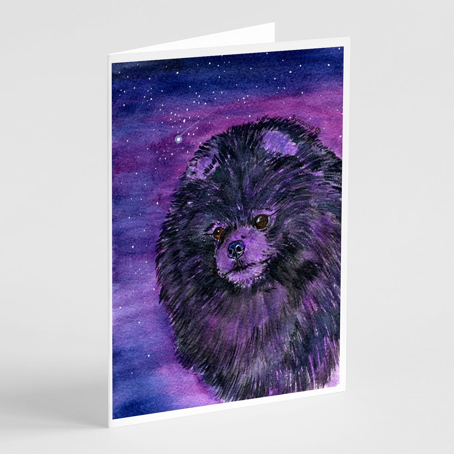 Starry Night Pomeranian Greeting Cards Pack of 8 Blank Cards with Envelopes Whimsical A7 Size 5x7
