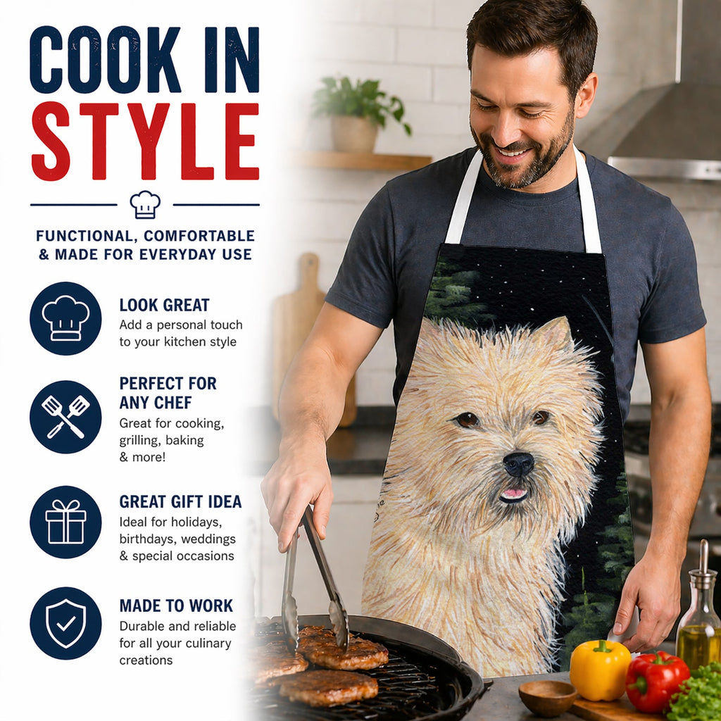 Starry Night Cairn Terrier Apron Cooking Kitchen Server Baking Crafts Gardening for Adult Women Men, Unisex, Large, Multicolor