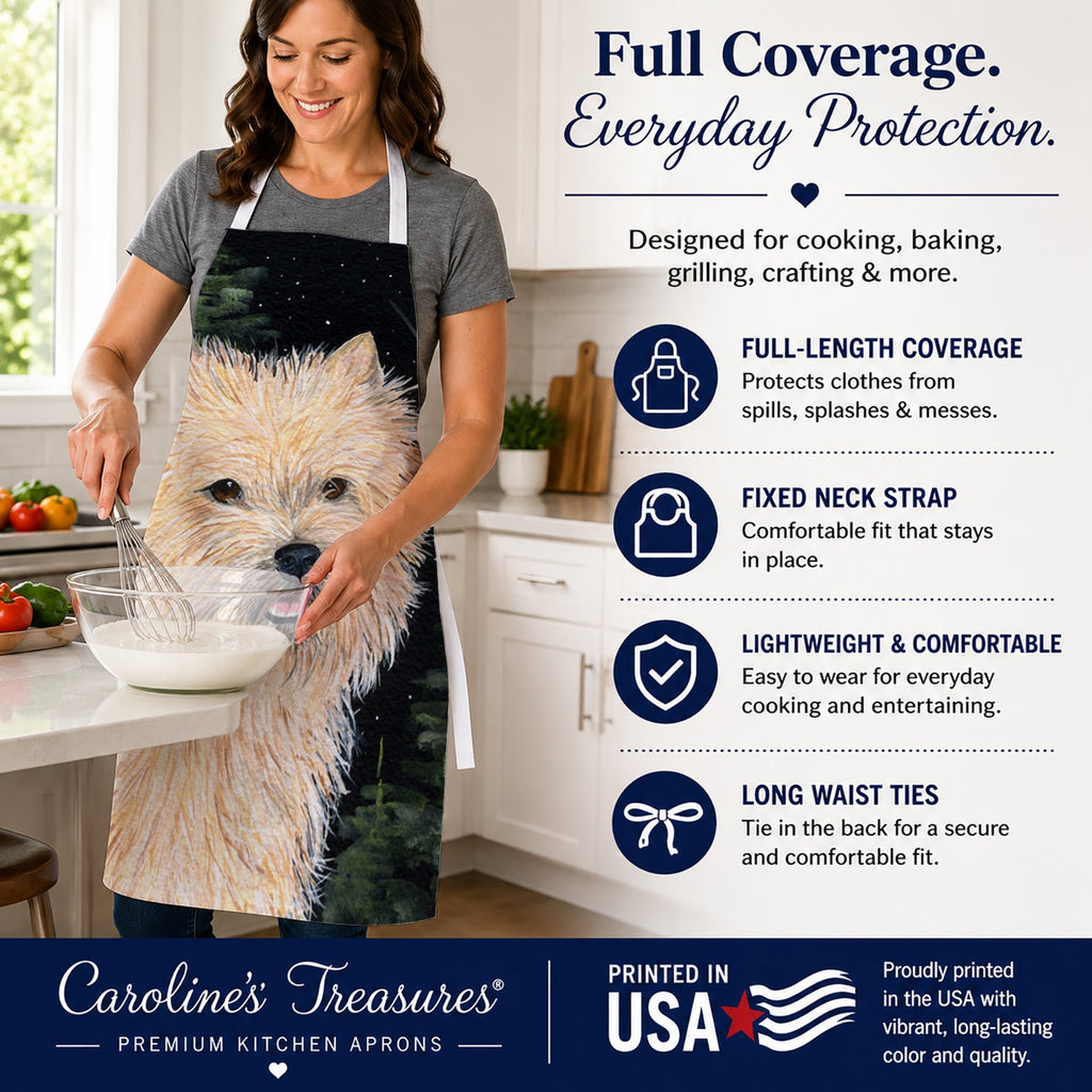 Starry Night Cairn Terrier Apron Cooking Kitchen Server Baking Crafts Gardening for Adult Women Men, Unisex, Large, Multicolor